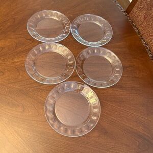 Set of 5 Arcoroc France Clear Glass Salad / Dessert Plates 7.5” Diameter
